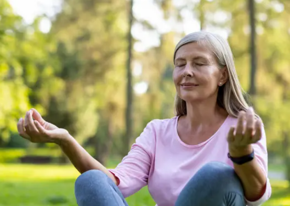 senior lady meditating